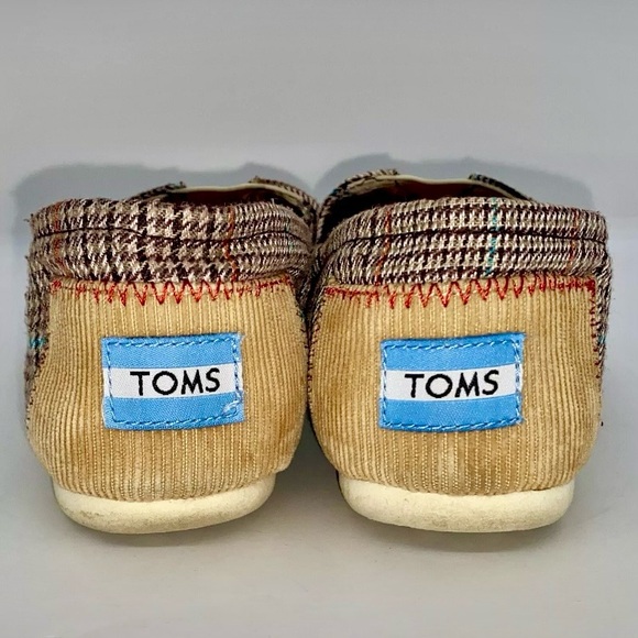 TOMS Alpargata Women’s Slip On Flats Academy Brown Plaid Canvas/Corduroy Sz 7.5 - Picture 7 of 10